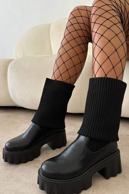 Averly | Ribbed Overknee Chunky Boots