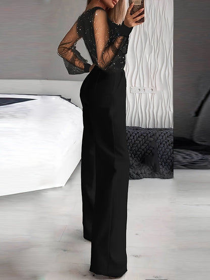 Averly | Elegant Sheer Sparkle Jumpsuit